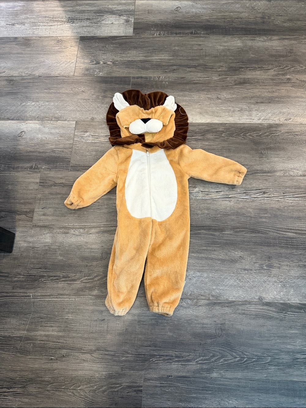 Kids Plush Lion Costume Jumpsuit - Tan & Brown